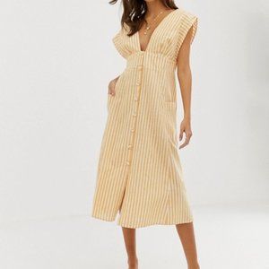 Asos Cotton Linen Blend open back midi dress